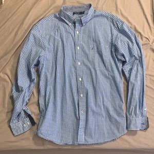 Nautica Blue / White Gingham Plaid Long Sleeve Button Down XL